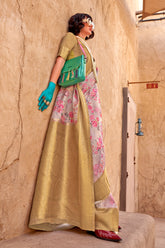 PURE HANDLOOM GEORGETTE WITH WEAVING BORDER & DIGITAL PRINT SAREE